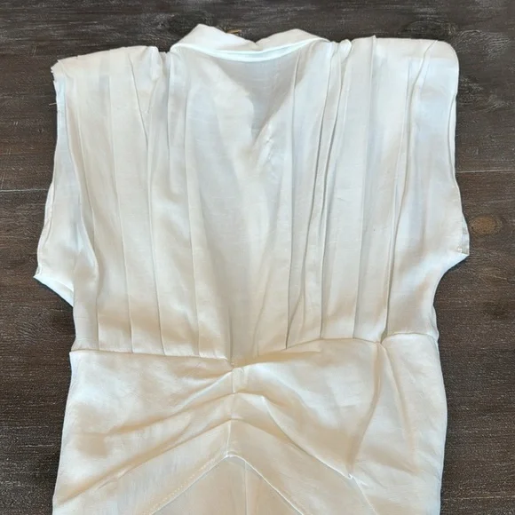 Do+Be Be White Button Front Tie Mini Dress Sleeveless Sz M Collared Flat Pleats - Picture 13 of 16